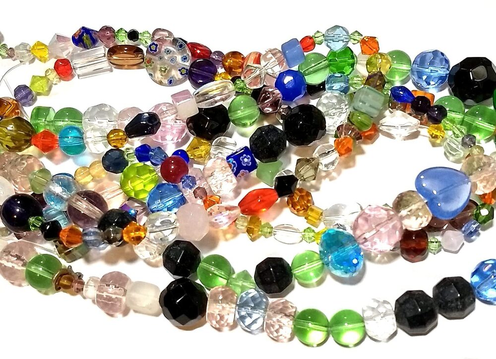 5897 Glass Bead Strands in Bulk Bohemian Mixed Beads - 25 Strands - Variety